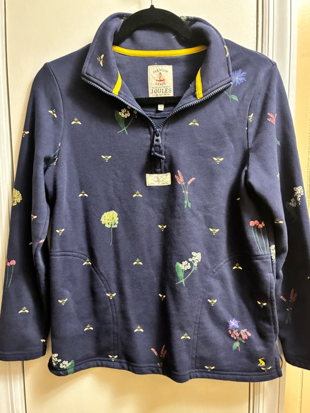 Joules Navy Floral Half-Zip Fleece Sweatshirt